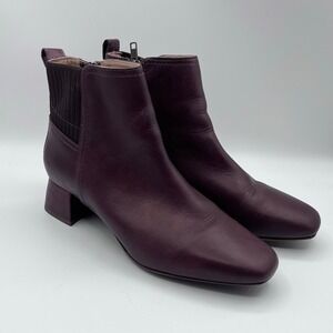 Rockport Women's Burgundy Leather Ankle Boots Size 9.5 Medium Square Toe‎ CI6131